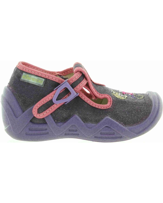 Purple house shoes for a child from Europe. 