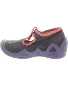 Purple house shoes for a child from Europe. 