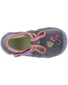 Purple house shoes for a child from Europe. 