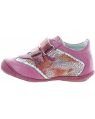 Pink leather baby sneakers for learning to stand and walk