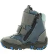 Snow boots for a toddler in blue leather that are cold proof