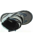 Snow boots for a toddler in blue leather that are cold proof