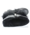 Black leather furry fashion snow boots girls 