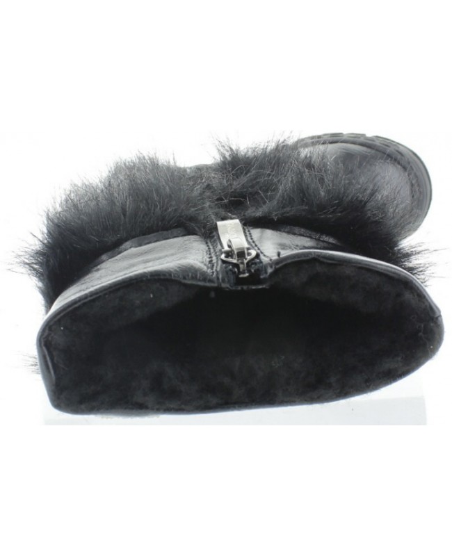 Fashion snow boots girls in black leather 
