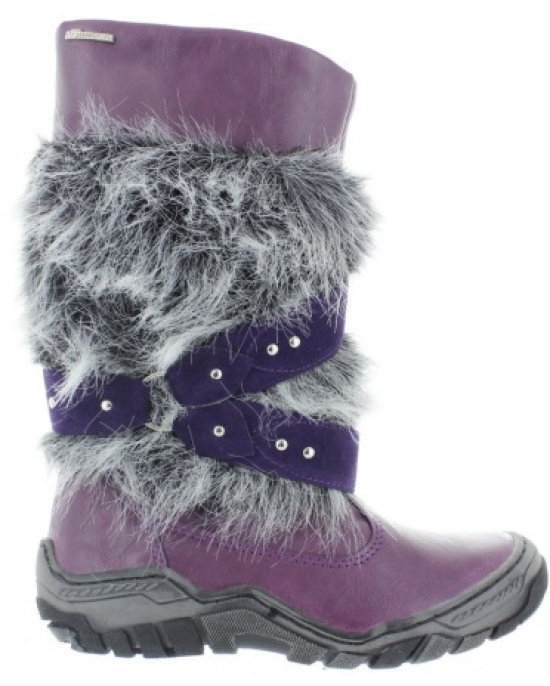 Purple fur snow boots made in Europe