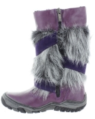 Purple fur snow boots made in Europe