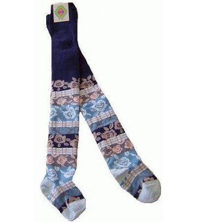 Tights for kids with blue colorful flowers soft quality