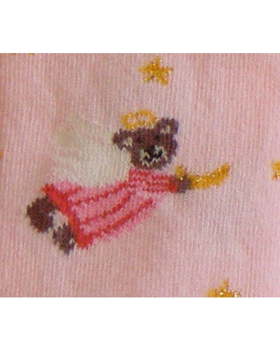 Bear decorative baby tights in pink color 