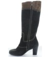 Durable low heel female black boots