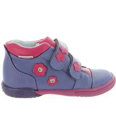 Purple ankle high girls boots with arches