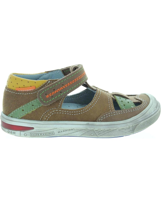 Ankle high closed toe boys brown leather sandals