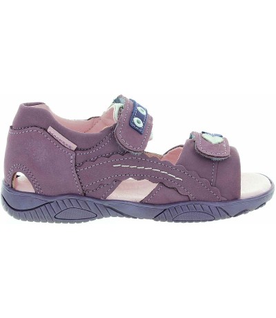Purple leather soft girls sandals with ortho support 