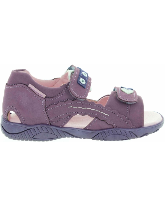 Purple leather soft girls sandals with ortho support 