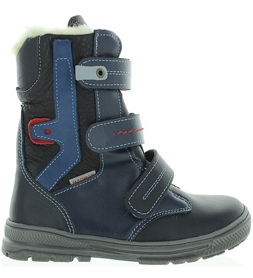 Navy snow boots for a child with wool