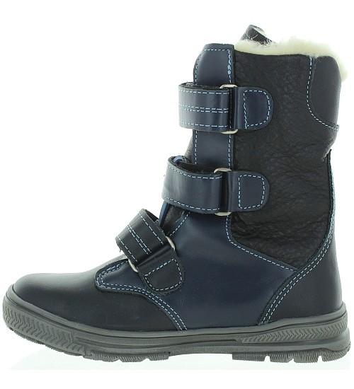 Navy snow boots for a child with wool