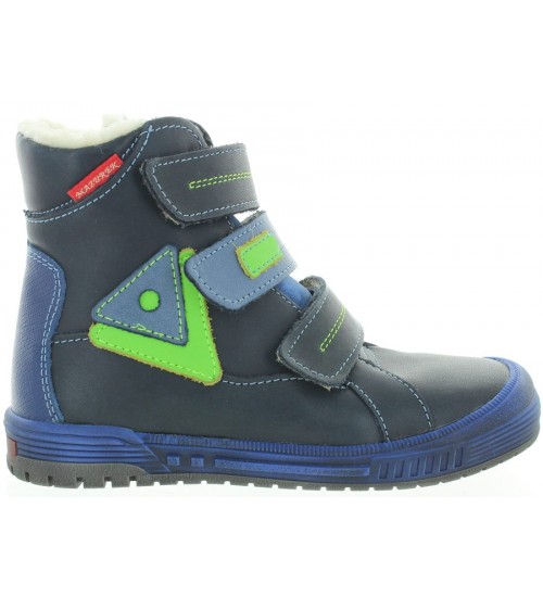 High top snow boots in navy leather 