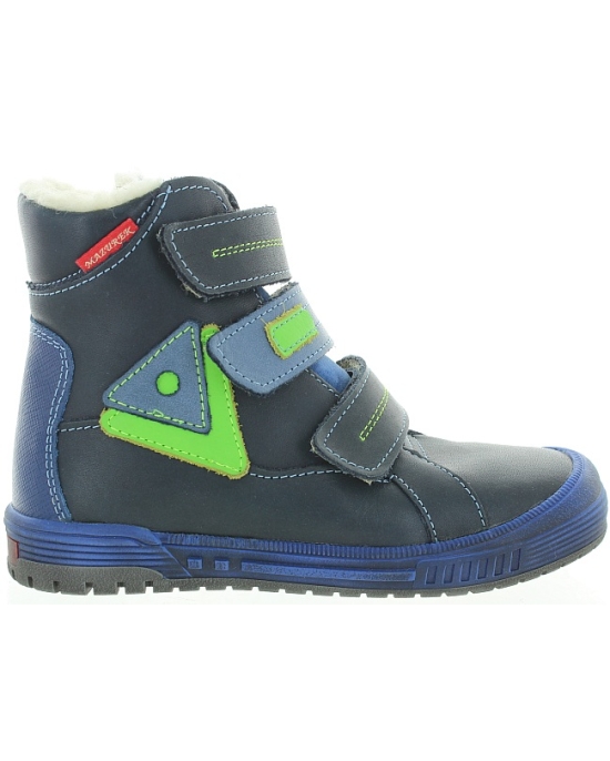 Navy leather high top wool snow boots for boys