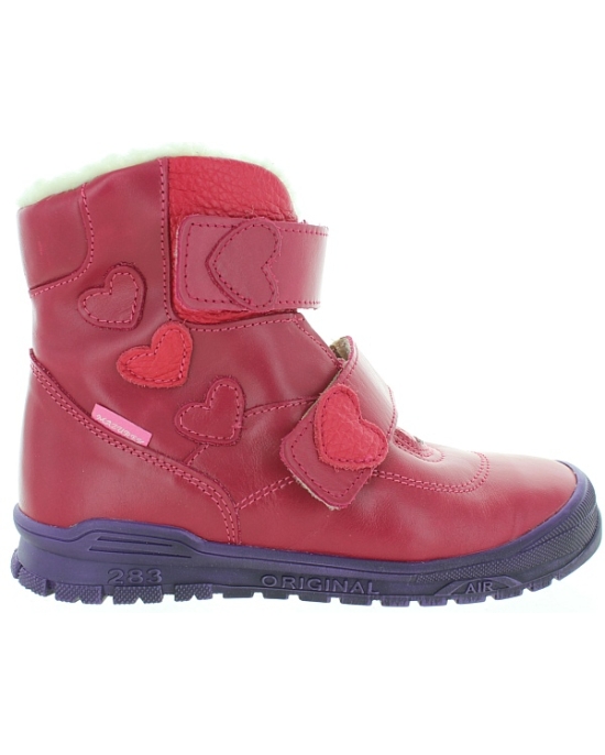 Red leather tall snow boots for girls