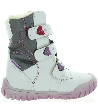 Snow boots for girls in white leather 