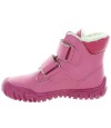 Pink lamb leather girls snow boots with thick wool