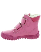 Pink lamb leather girls snow boots with thick wool