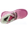 Pink lamb leather girls snow boots with thick wool