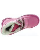 Pink lamb leather girls snow boots with thick wool