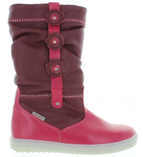 Pink lamb leather boots for a girl in pink
