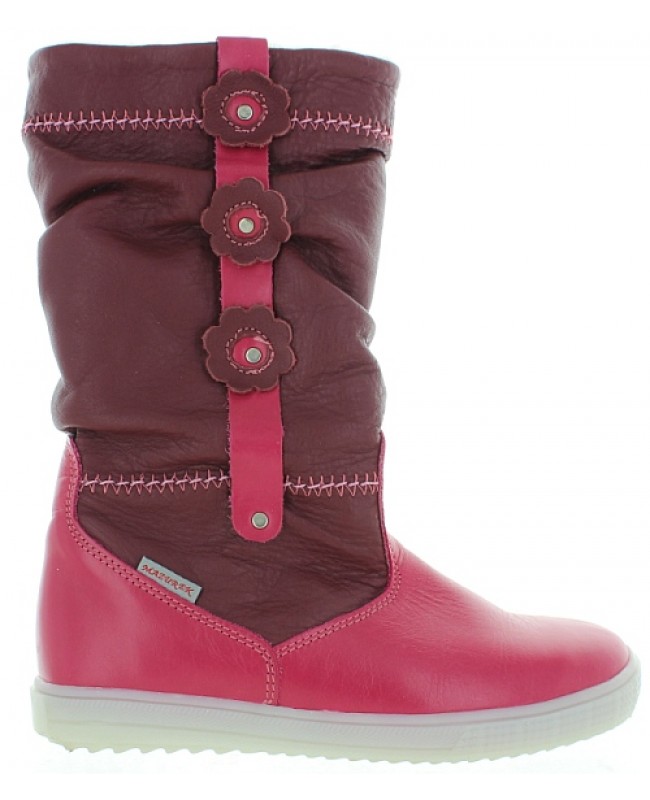Pink lamb leather boots for a girl in pink