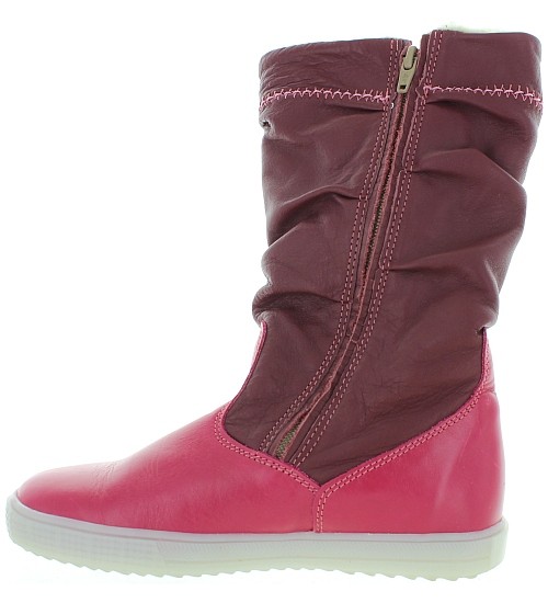 Pink lamb leather boots for a girl in pink
