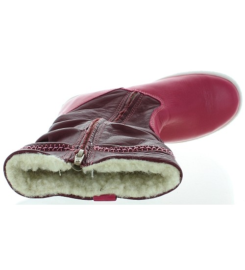 Pink lamb leather boots for a girl in pink