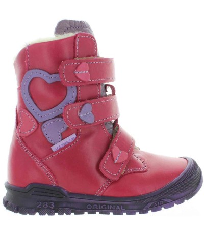 Soft sole with traction red leather girls snow boots for winter