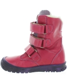 Soft sole with traction red leather girls snow boots for winter