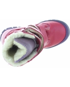 Soft sole with traction red leather girls snow boots for winter