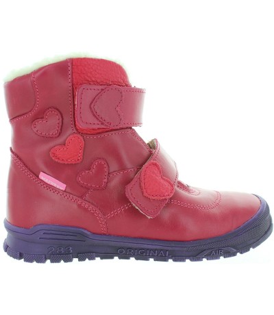 Red leather tall snow boots for girls