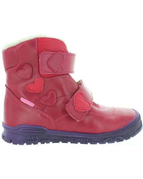 Red leather tall snow boots for girls