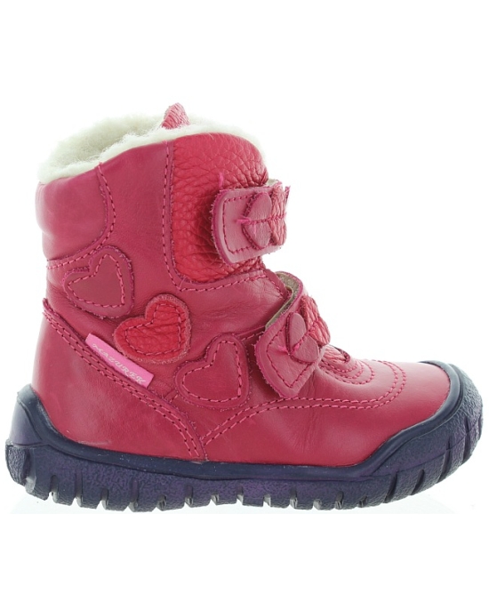 Red European waterproof snow boots for a child 