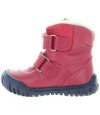 Red European waterproof snow boots for a child 