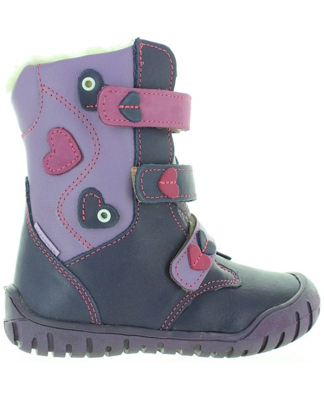 Waterproof boots for girls in purple leather