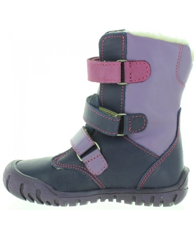 Waterproof boots for girls in purple leather