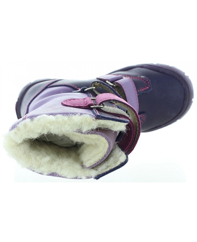 Waterproof boots for girls in purple leather