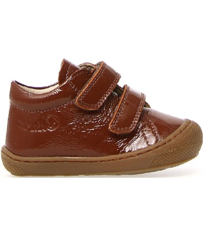 Brown patent leather soft shoes for girls