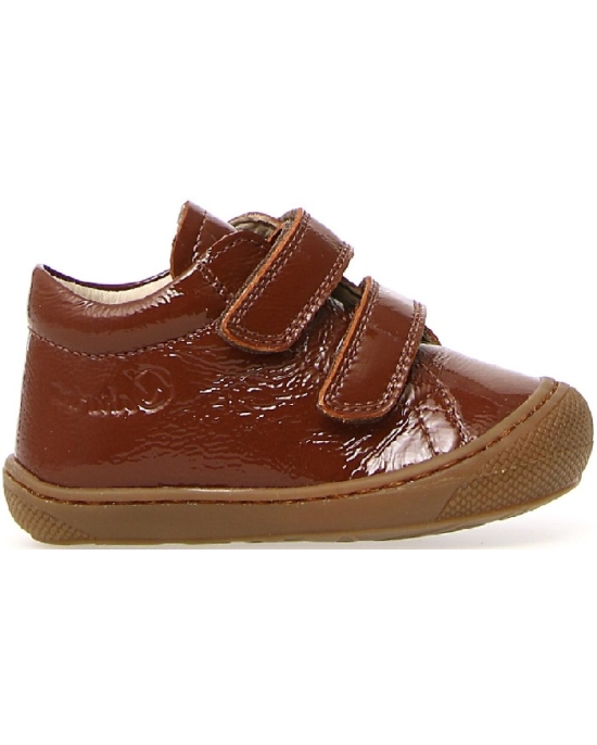 Brown patent leather soft shoes for girls