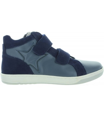 Blue leather boots for teen boy
