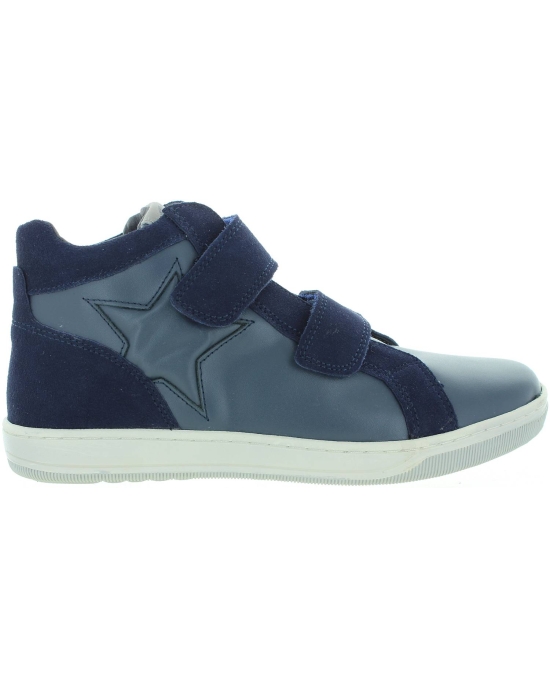 Blue leather boots for teen boy