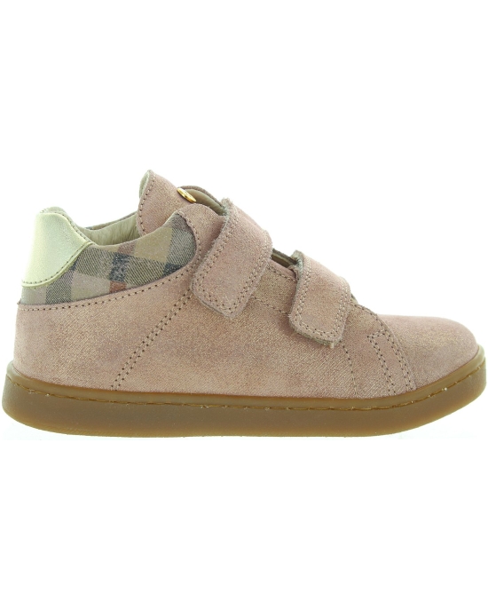 High top boots in rose leather for girls