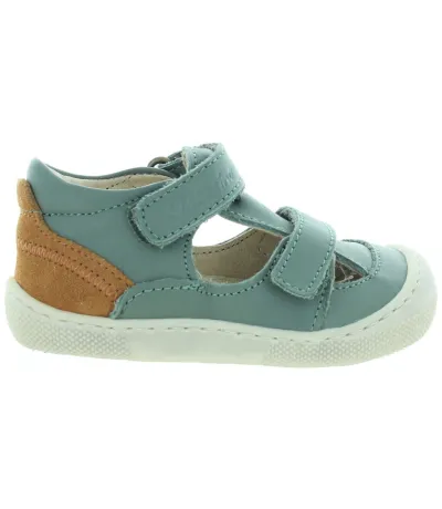 Green boys soft leather sandals with softer soles 