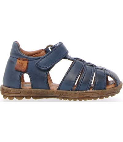 Summer camp sandals in blue leather with closed toe