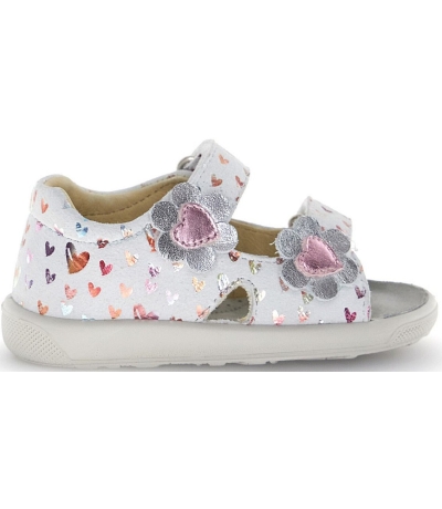 Regural instep toddler sandals in white leather 