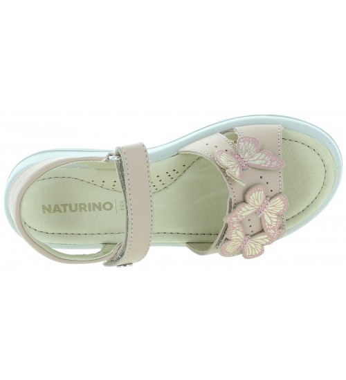 Beige leather sandals for girls 
